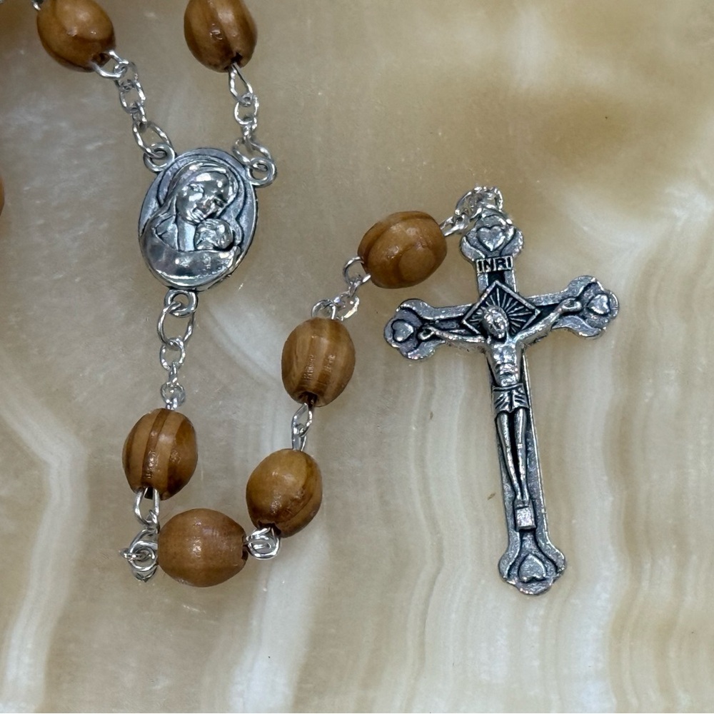 Rosary with Light Wood Beads